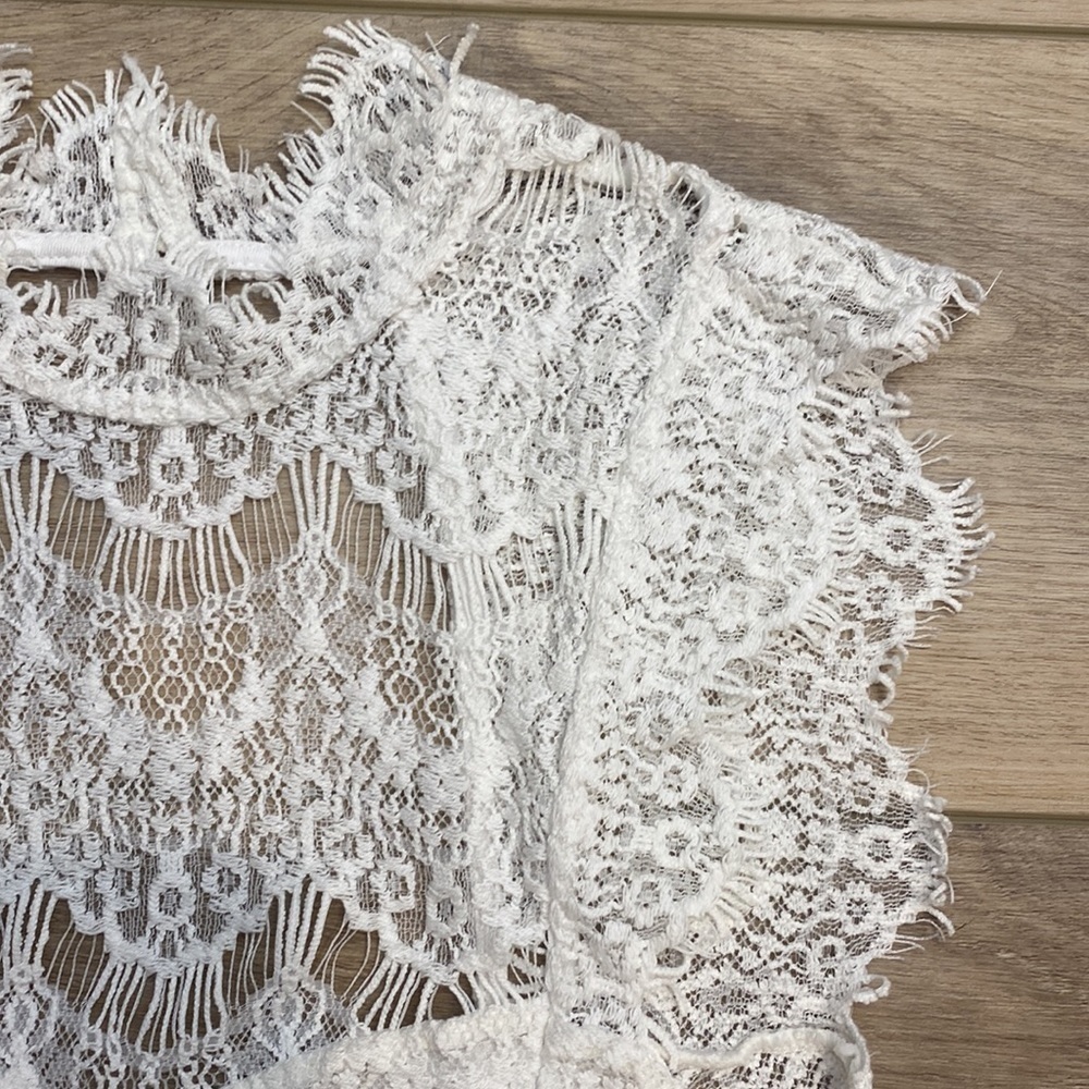 Free People | Day Dreamer | White Lace Mini Dress Bridal Shower Bachelorette - Picture 6 of 16